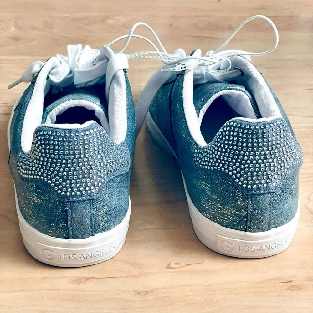 NWT Gorgeous GBG GUESS Los Angeles 11M Ggorry Denim Studded Rhinestones Sneakers